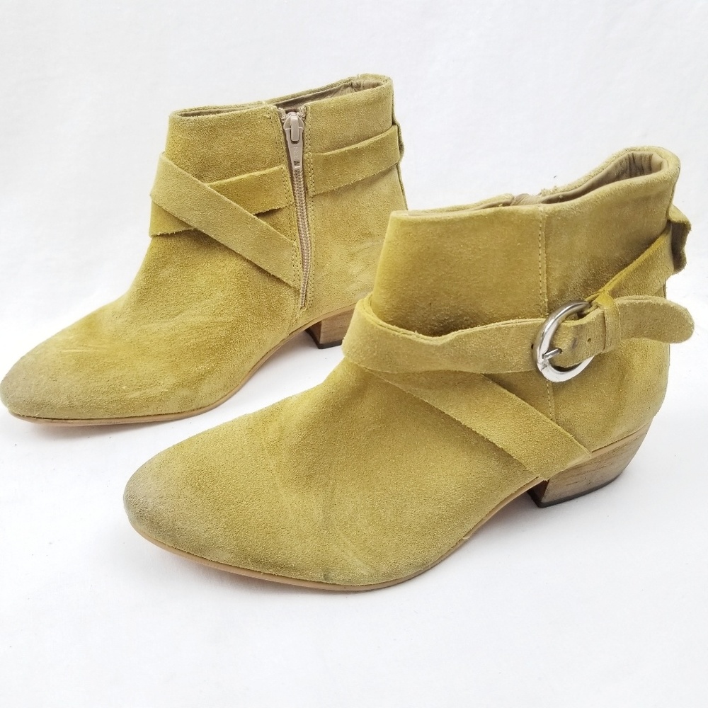 Rebels Golden Suede Ankle Booties with Buckle